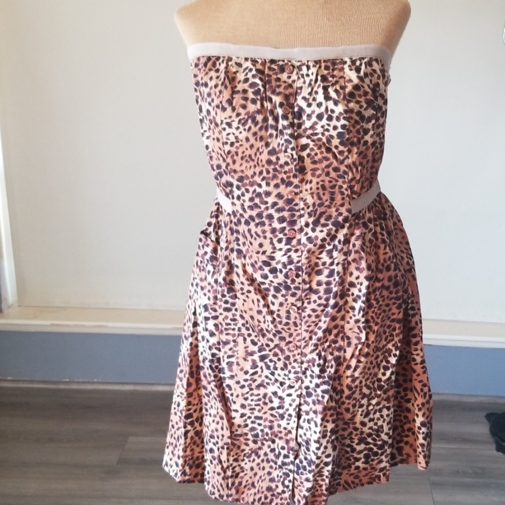 90's Rockabilly Leopard Print Stapless Dress Size Large By RAVE.